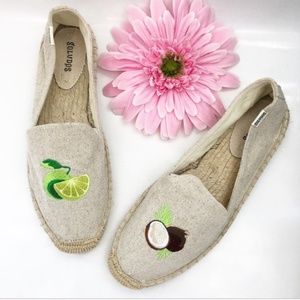 Soludos Slip On Espadrilles: Lime & Coconut